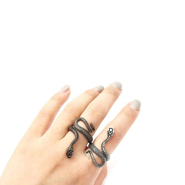 Black Snake Wrap Ring Adjustable - Hawoody