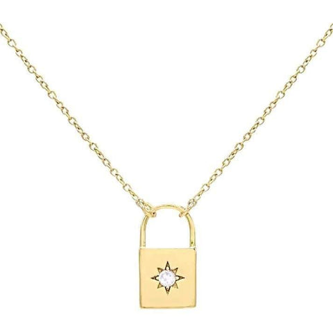 Gold Lock North Star Necklace - Hawoody