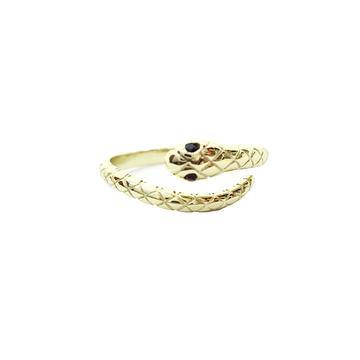 Black Eyes 14k Gold Snake Ring - Hawoody