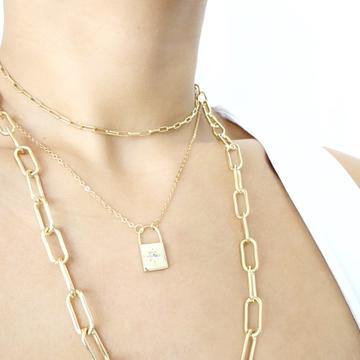 Gold Lock North Star Necklace - Hawoody