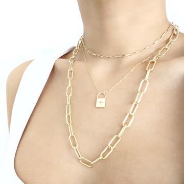 Gold Lock North Star Necklace - Hawoody