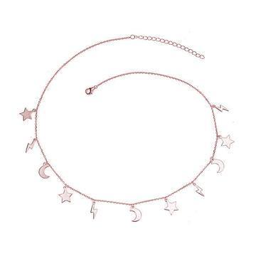 Moon Star Lightning Bolt Charms Necklace - Hawoody