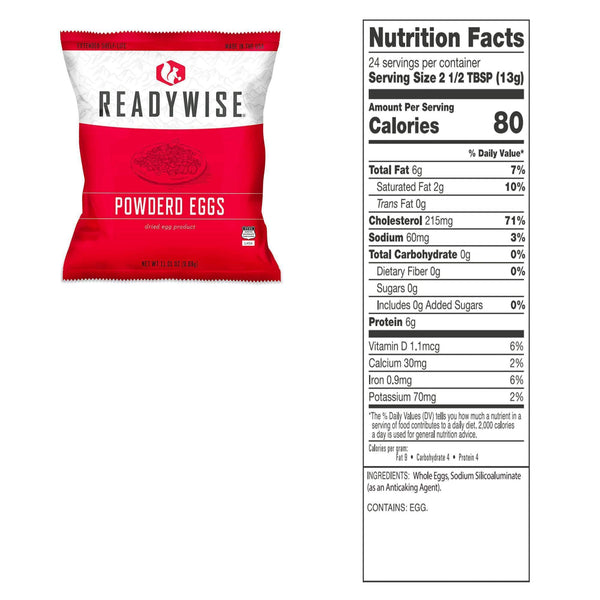 Emergency Freeze Dried Powdered Eggs - 144 Servings - Hawoody